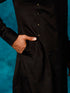 Vastramay Men's Black Cotton Satin Blend Kurta Pyjama Set
